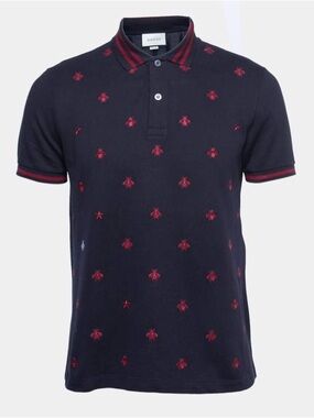 Gucci Navy Polo with Red Bee Motif